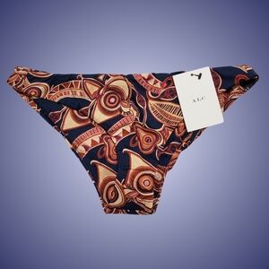 A.L.C Margot Low-Rise Bikini Bottoms Large Navy Blue Multi Vacation NWT 🏖🌞